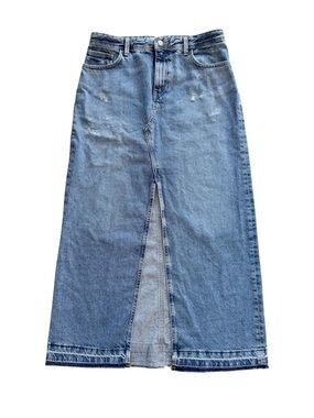 Zara Distressed Front Slit Jean Skirt Size Medium
